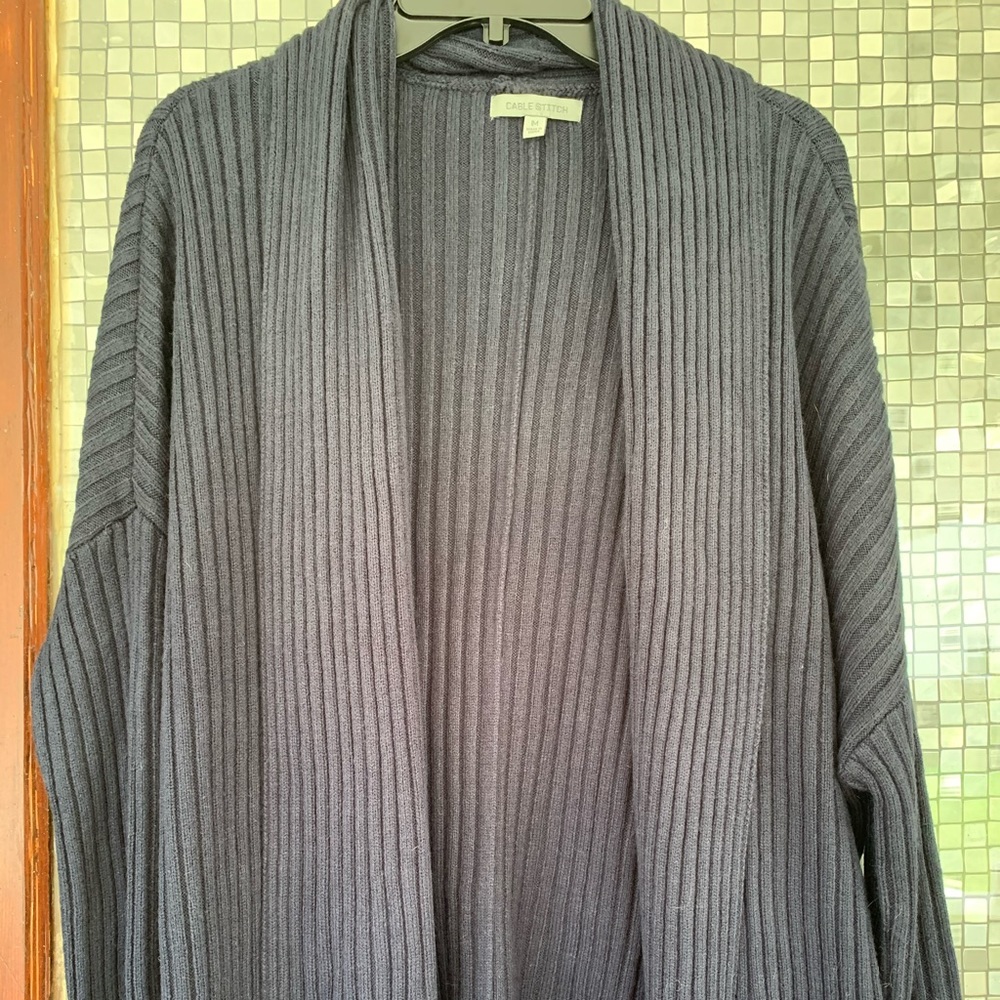 Cable Stitch Open Front Sweater